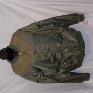 Brooklyn Clothing Olive Bomber Jacket size L, Unisex NWT